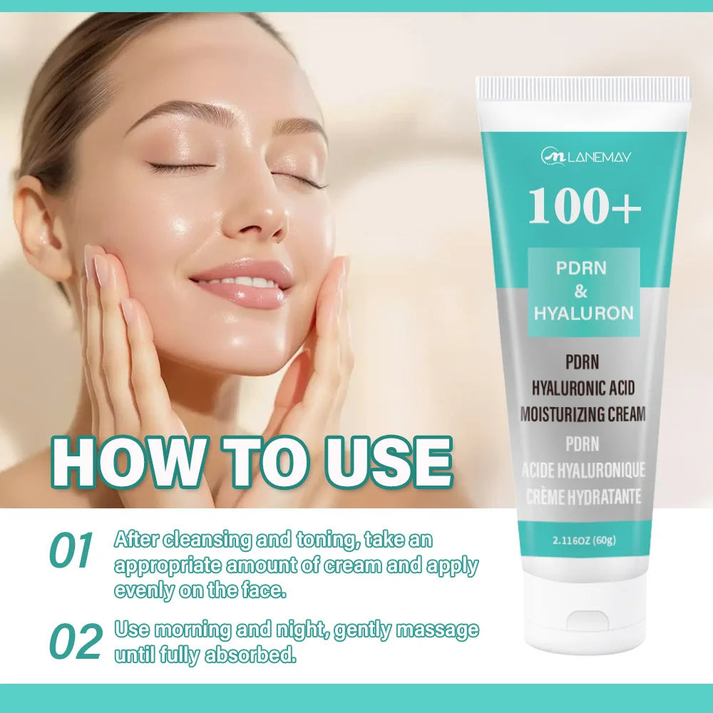 PDRN Hyaluronic Acid Cream 60g Hydrolyzed Collagen Deep Hydration Glow Skin Repair Non-Sticky Day Night Facial Moisturizer
