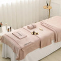 Customized Logo Beauty Salon Specific Towel Coral Fleece Bath Skirts Perforated Bedding Large Bath Towels Clinics Nails Esthetic