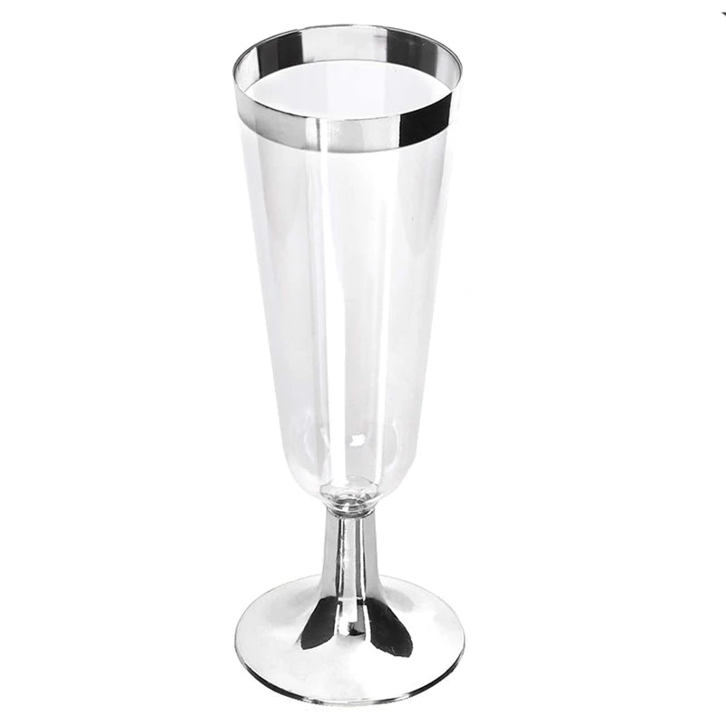6/12/24/36pcs 5OZ Gold Champagne Flutes Disposable Plastic Champagne Glasses Wedding Party Cocktail Cups Celebration Supplies