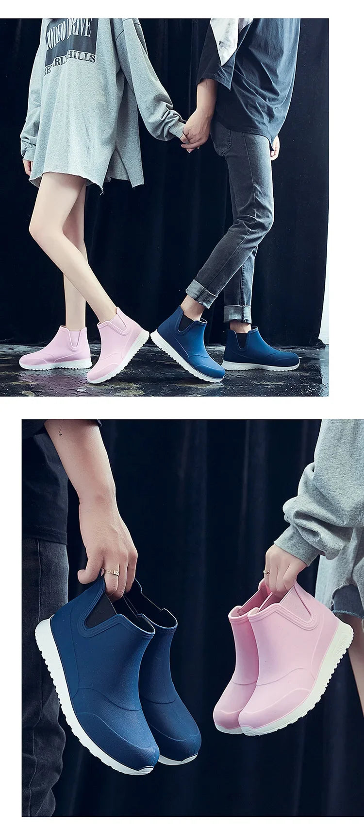 Rain Shoes for Lovers Rubber Shoe Platform Ankle Boots Autumn Winter Slip on Booties Boots for Men Waterproof Work Botas Hombres