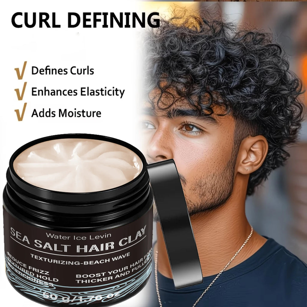 Water Ice Levin Sea Salt Hair Clay Beach Wave Curl Defining Texturizing Styling Paste 60g