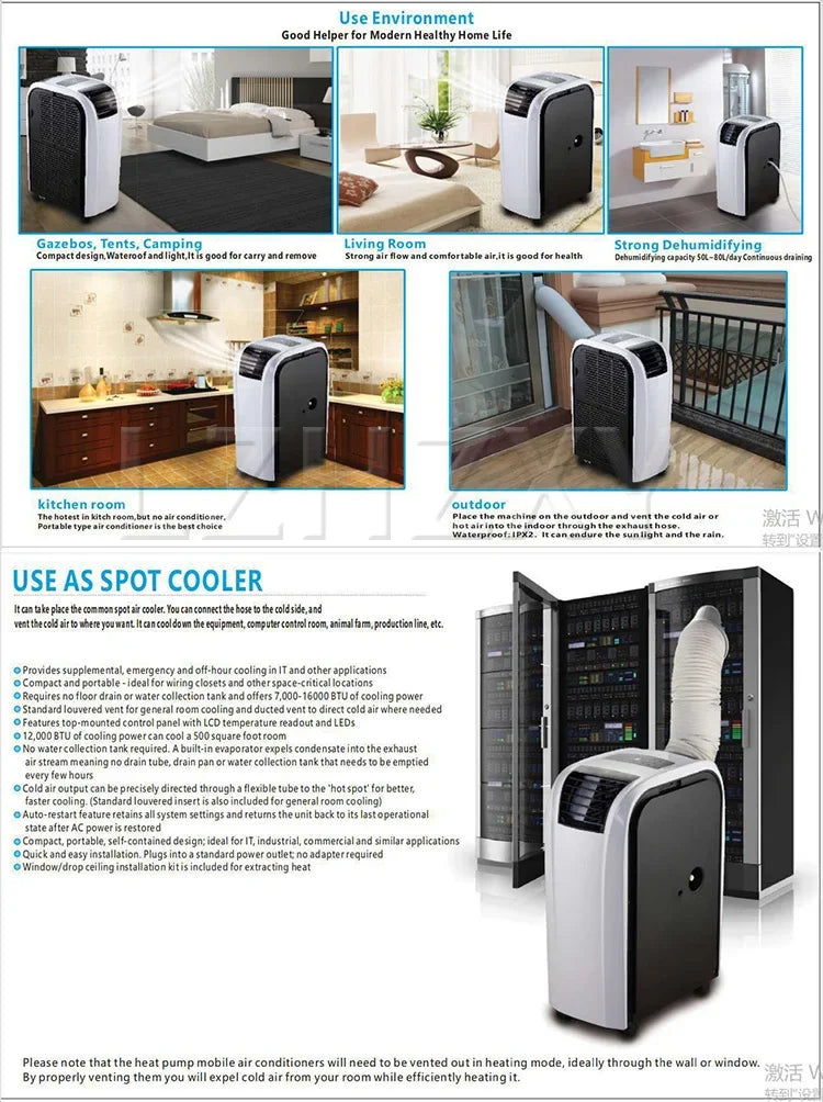 14,000 BTU Portable Air Conditioner Cooling/Dehumidifying/Fan; Tower Dehumidifier; Portable Air Conditioner 4KW