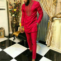 2024 Luxury Men's Suit Set Kaunda Suit Tuxedo Outfits Pocket Top Pants African Ethnic Wedding Gentleman 2pcs Sets Suit Outfits
