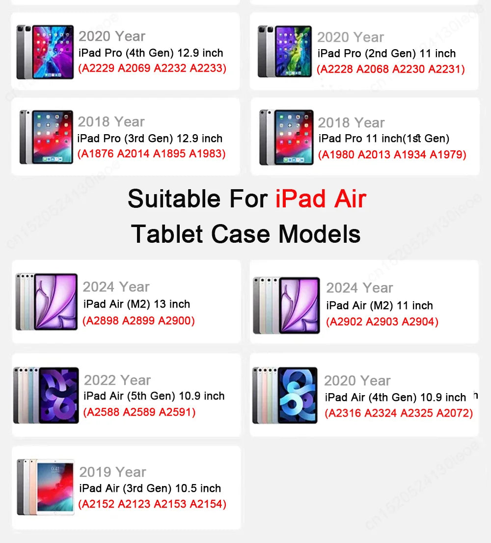 For iPad 12th A16 11th 10th 7th 8th 9th 10.2" 6th 5th 9.7" Air 4 5 Air 11 Pro11 Stand Case iPad Mini 7 6 5 4 Pencil Slot Cover