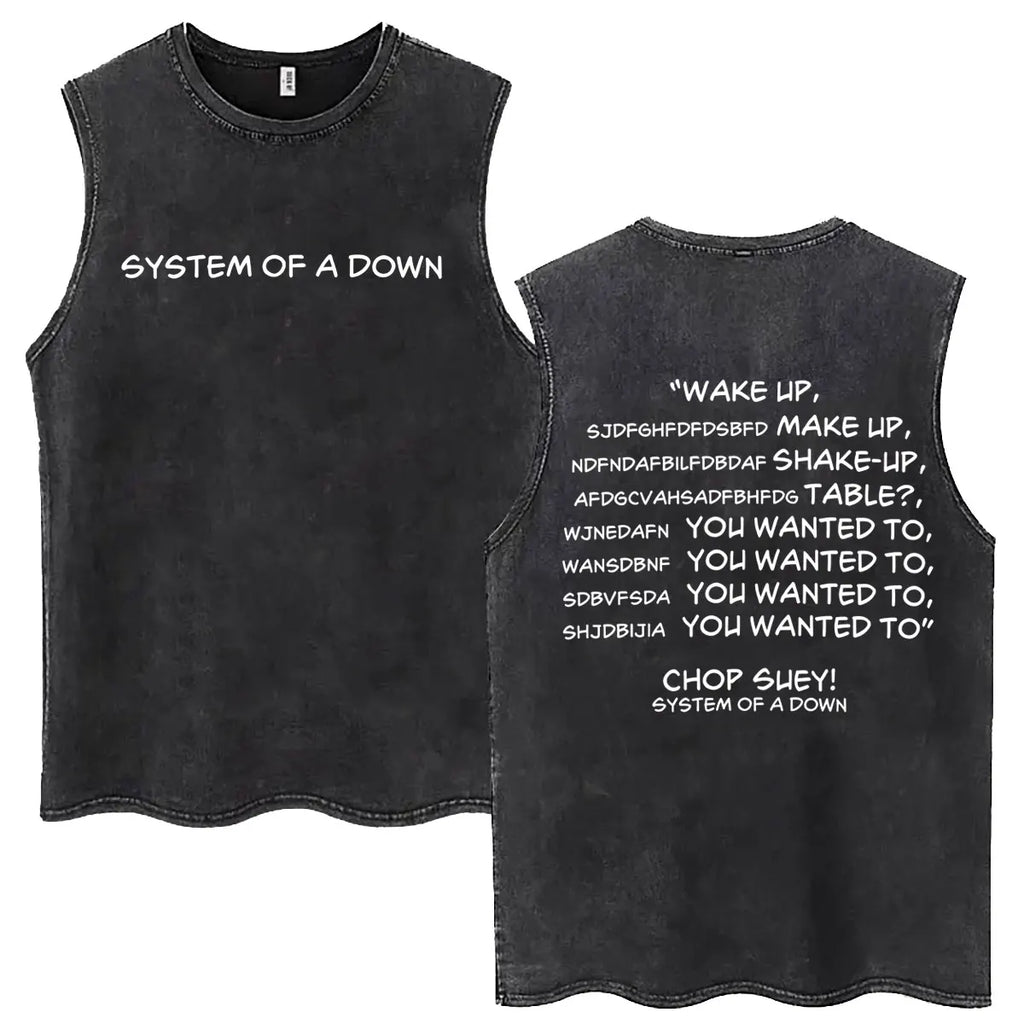 System of A Down Vintage Washed Tank Tops Men's Classic Rock Alternative Metal Sleeveless Vests T-shirt Male Oversized T Shirts