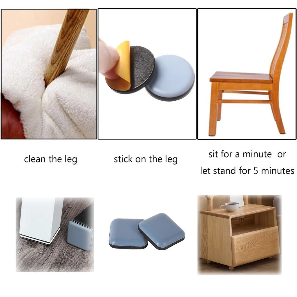 4~16pcs Feet Gliders Sliding Pads Home Furniture Sliders Furniture Gliders PTFE  Floor Mover Pads For  Household Hardware