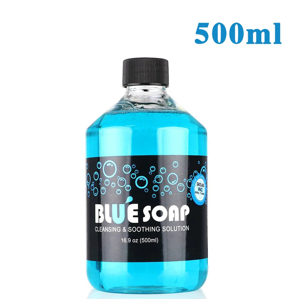 500/40ML Tattoo Blue Soap Cleaning Soothing Solution With Tattoo Foam Diffuser Bottle Blue Algae Soap and Bottle Cleaning Supply