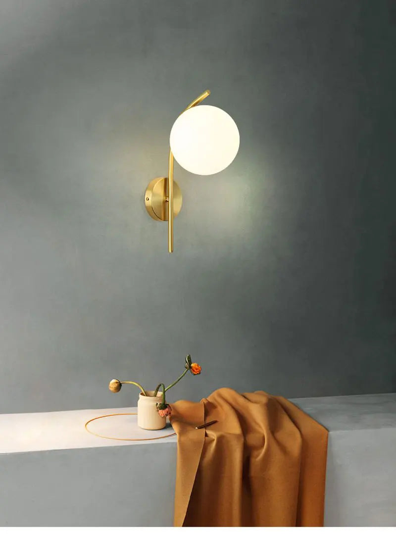 Bedroom LED Wall Lamps with 9W G9 Bulb Hardwired Indoor Frosted Glass Ball Wall Lights Wall Sconce for Bar Kitchen AC110-220V