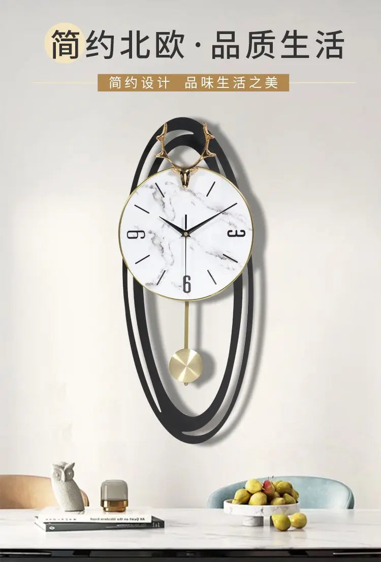 Creative trend  home fashion wall hanging clock Modern simple light luxury living room atmosphere hanging clock wall decoration
