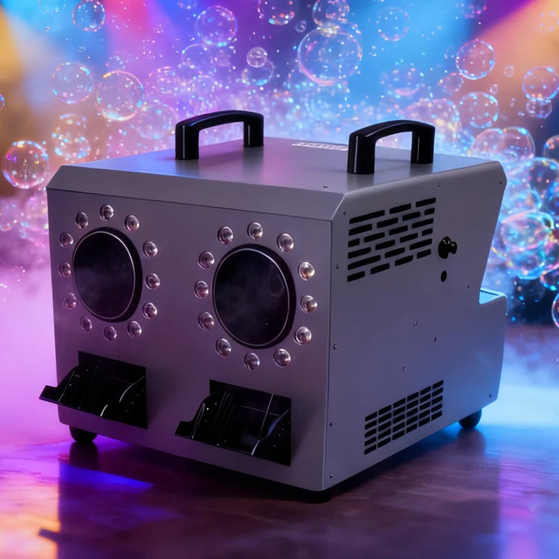 LED DMX512 Remote Control Electric 2000W Fog & Bubble Machine Double Wheel Smoke Bar KTV Hole Performance Special Effects Blower