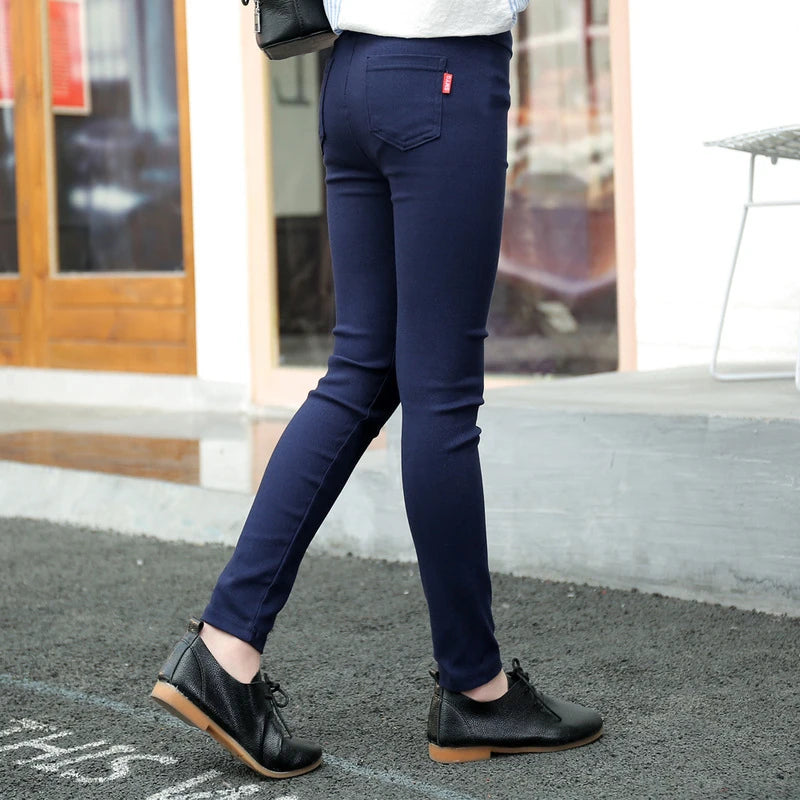 Big Small Girls Skinny Pants Stretch Children Spring Tight Jeans All-matches Pencil Pants Kids Bottoms 2-12Yrs Trousers