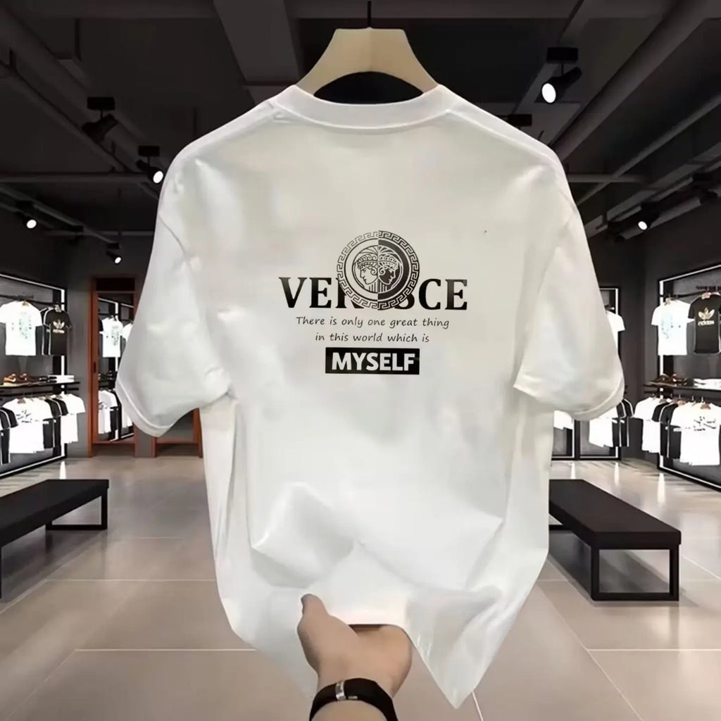 2026 Trendy Brand Printed shirt Summer High-end Light Luxury Men's and Women's Silk Cotton Short-sleeved T-shirt Trendy shirts