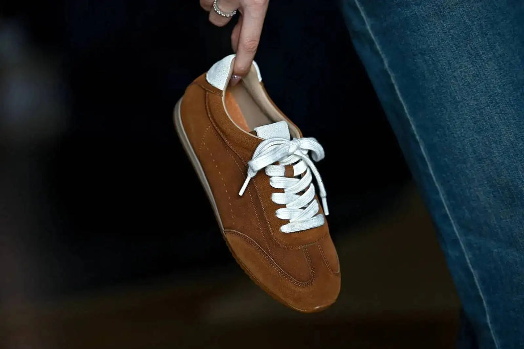 Genuine Leather Brown Suede Flat Loafers Shoes Woman Lace Up Leisure Wome Shoes Autumn Casual Comfort Vacation Lovers Shoes
