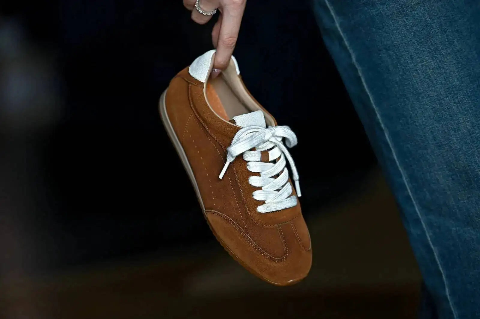 Genuine Leather Brown Suede Flat Loafers Shoes Woman Lace Up Leisure Wome Shoes Autumn Casual Comfort Vacation Lovers Shoes