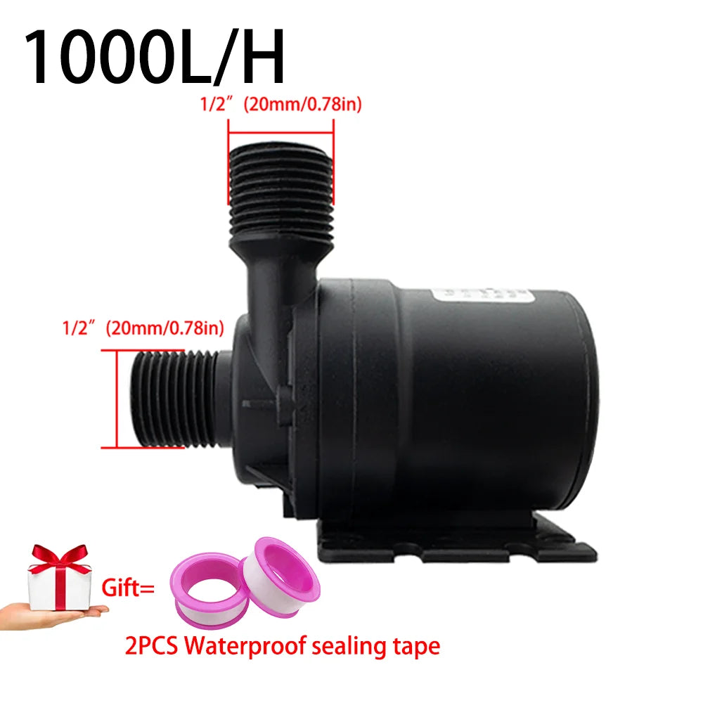 DC12V Brushless Motor Water Pump, DC24V 1000L/H, 8M Head 1/2" Submersible Pump, Fountain Water Heater, Shower Booster Pump, IP68