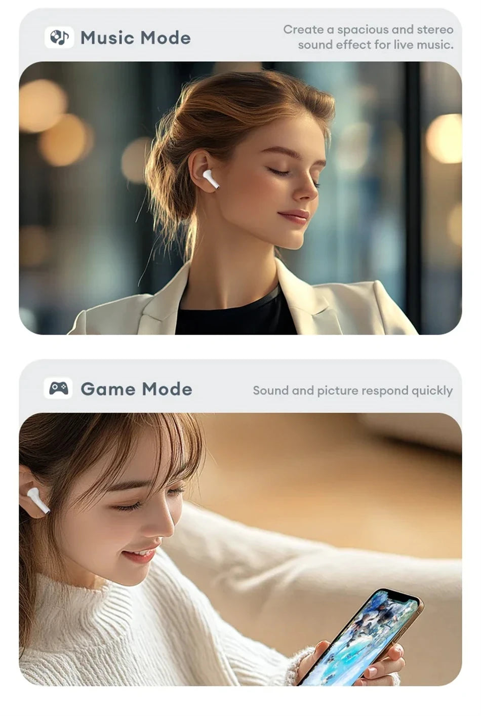 Lenovo LP5 Pro Wireless Bluetooth 5.4 Earphones TWS HiFi Sound Headphones Earbuds Gaming Sports Headset Touch Control With Mic