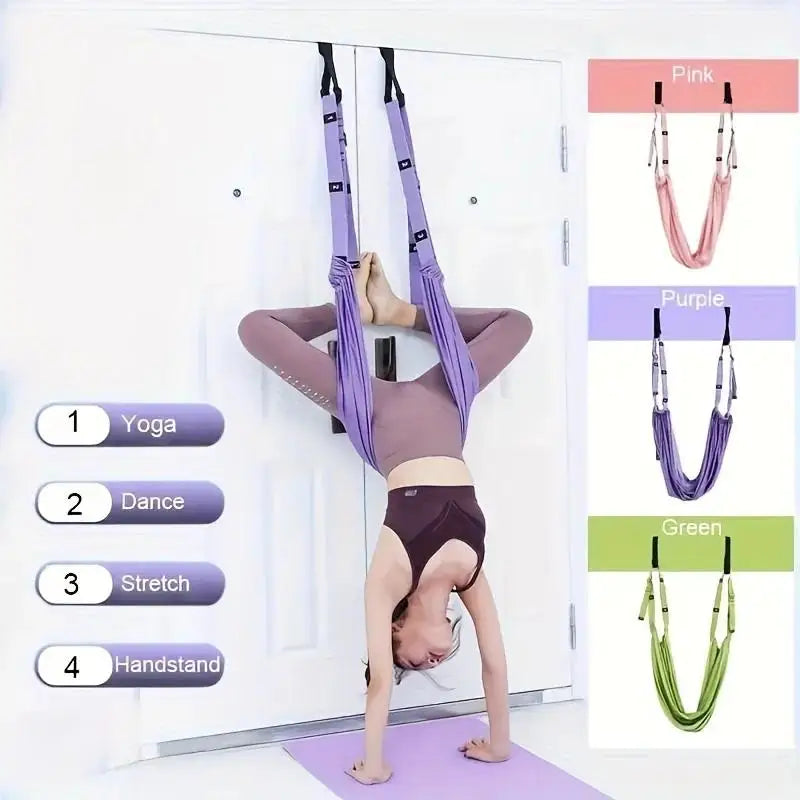 1pc Fitness Hanging Rope Yoga Strap Stretch Band Universal Back Leg Belt for Backbend Split Handstand Home Training