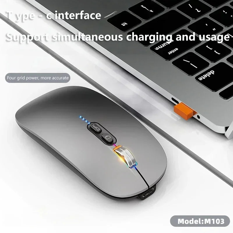 Lenovo Ultra-thin Dual Modes Wireless Mouse 2.4G USB and Bluetooth Power Display Ergonomic Rechargeable Silent Mice PC Laptop