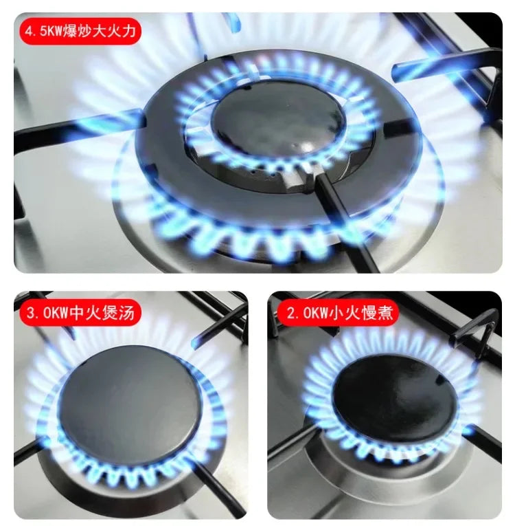 Boske 3 Burner Gas Stove Stainless Steel Panel High Power for Home Use Natural Gas LPG CEL