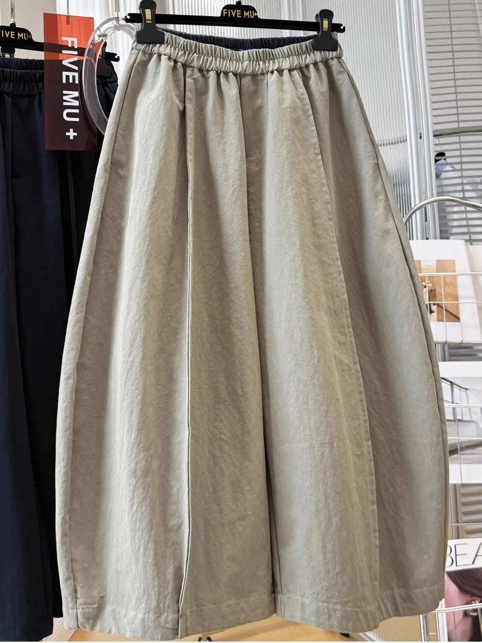Women Elastic Waist Loose Wide Leg Cropped Casual Pants Lightweight Baggy Culottes