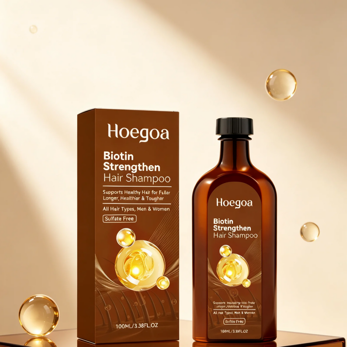 Hoegoa Thickening Hair Shampoo Gentle Cleansing Deep Moisturizing Scalp Refreshing Lightweight Hair Strengthening Shampoo 100ml