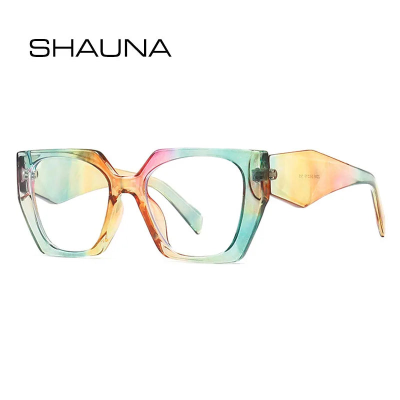 SHAUNA Retro Polygon Cat Eye Women Sunglasses Fashion Brand Designer Colorful Gradient Men Sun Glasses Shades UV400