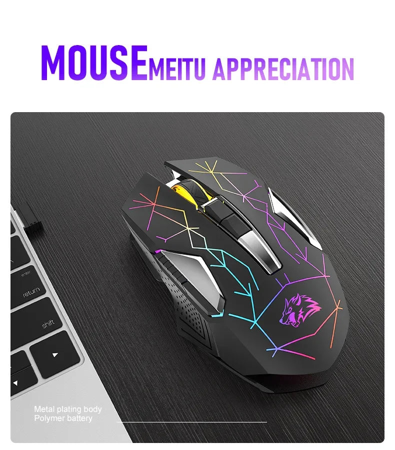 Ziyoulang X18 Wireless Charging Mechanical Mouse RGB 2400dpi Esports Gaming Mouse Pc Office Laptop Gaming Computer Free Wolf X18