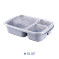 1pcs Lunch Box 3 Compartments Wheat Straw Rice Preparation Lunch Box with Transparent Plastic Cover Food Storage Container