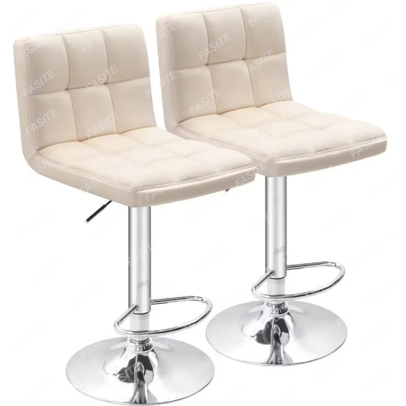 Nordic Modern Square PU Leather Swivel Adjustable Bar Stool, Set Of 2, Bar Stool For Kitchen Counter,Gray
