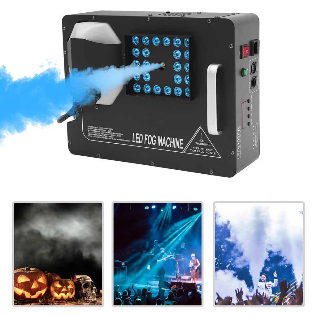 24LED 3‑in‑1 Vertical Column Smoke Machine, 1500W High‑Power Fog Machine with Remote Control for Stage, Party, Halloween, Wedding Events