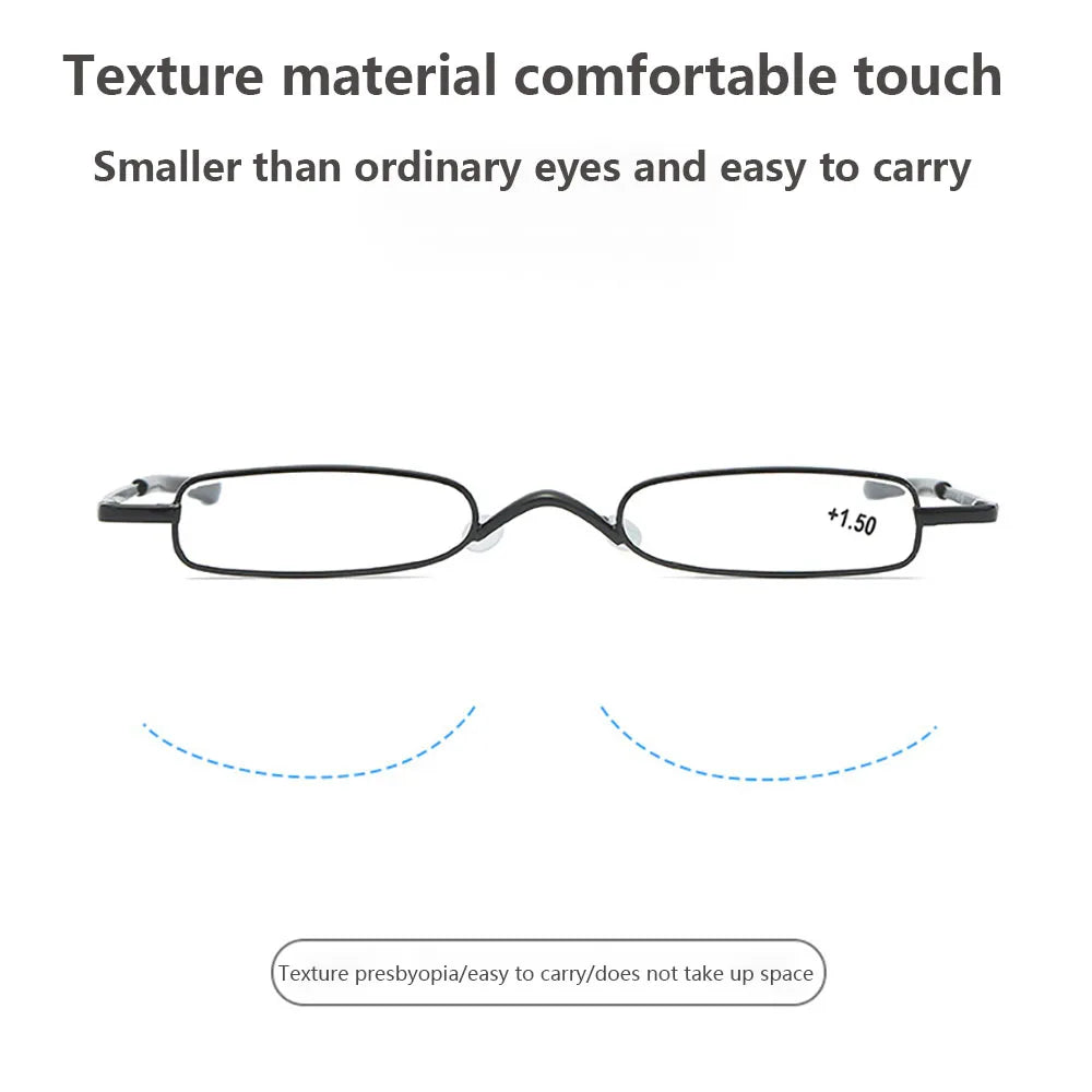 Elegant Reading Glasses Metal Frame Ultra-thin Men Women Reading Glasses Portable Mini Reading Presbyopia Eyeglasses with Box