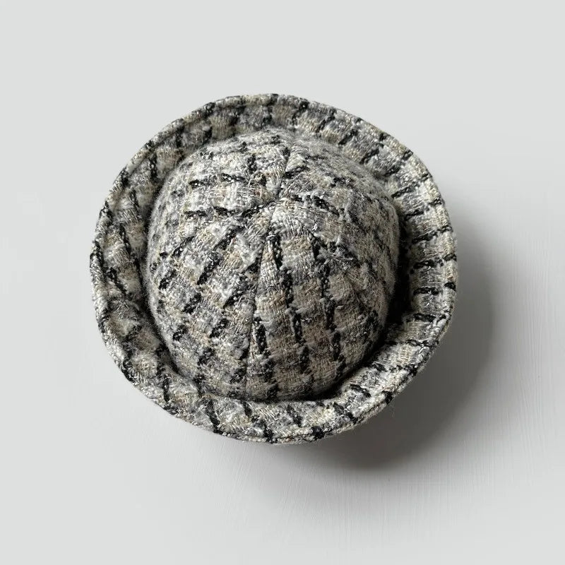 Fall Elegant Tweed Berets for Women Sailor Hat Japanese Versatile Naval Winter Fashion Party Warm Cute Jk Y2K Bucket Hat
