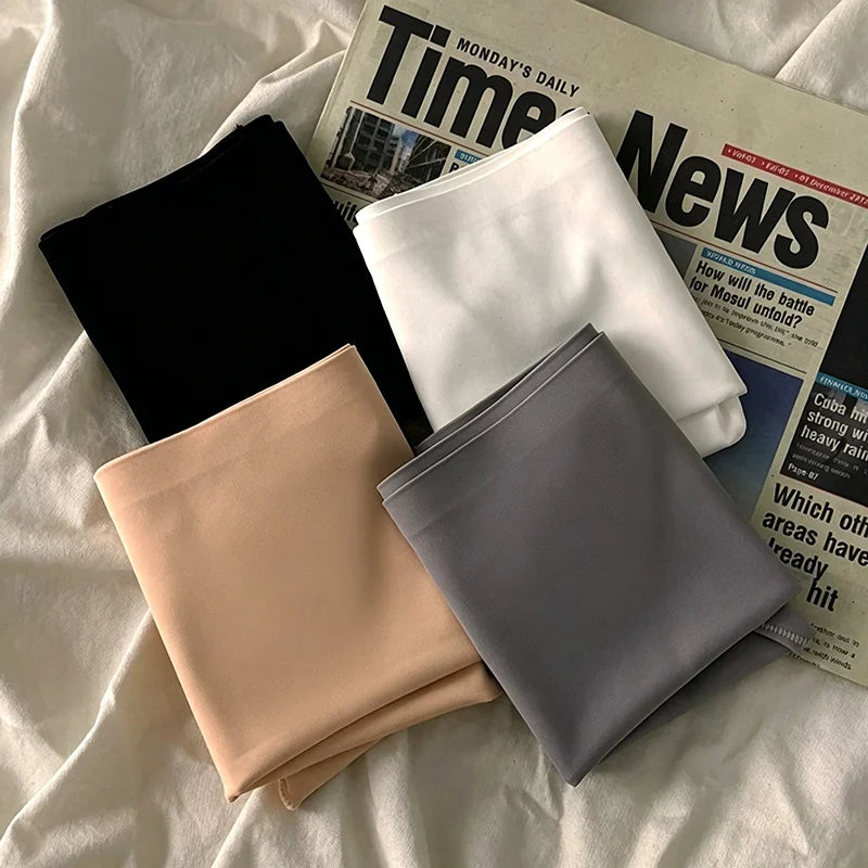 4-Piece Set Of Women's Mid Waist Solid Color Flat Angle Pants, Sexy Comfortable Seamless Safety Pants, Women's Sports Underwear