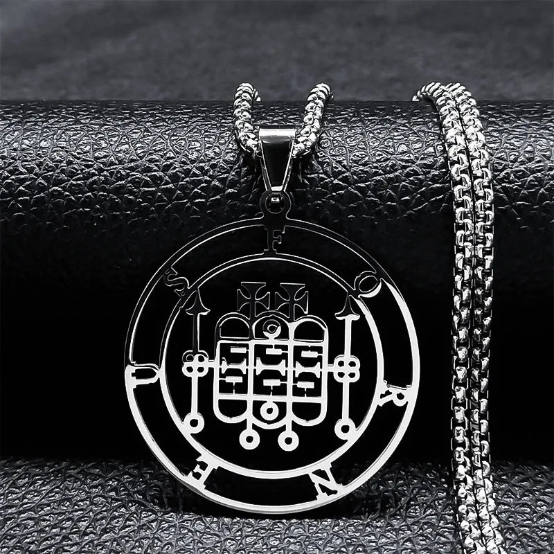2024 Fashion Sigeal Sigil De Lucifer Stainless Steel Satan Necklace Asmoday Lazer Key Baphomet Stamp Jewelry N7118S03
