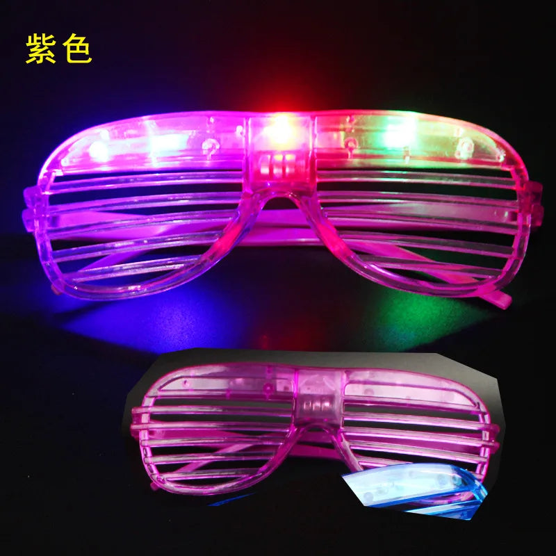 5Pc LED Luminous Blinds Glasses Adult Children Role Playing Props Halloween Party Wedding Bachelorette Party Bar Gift Decoration