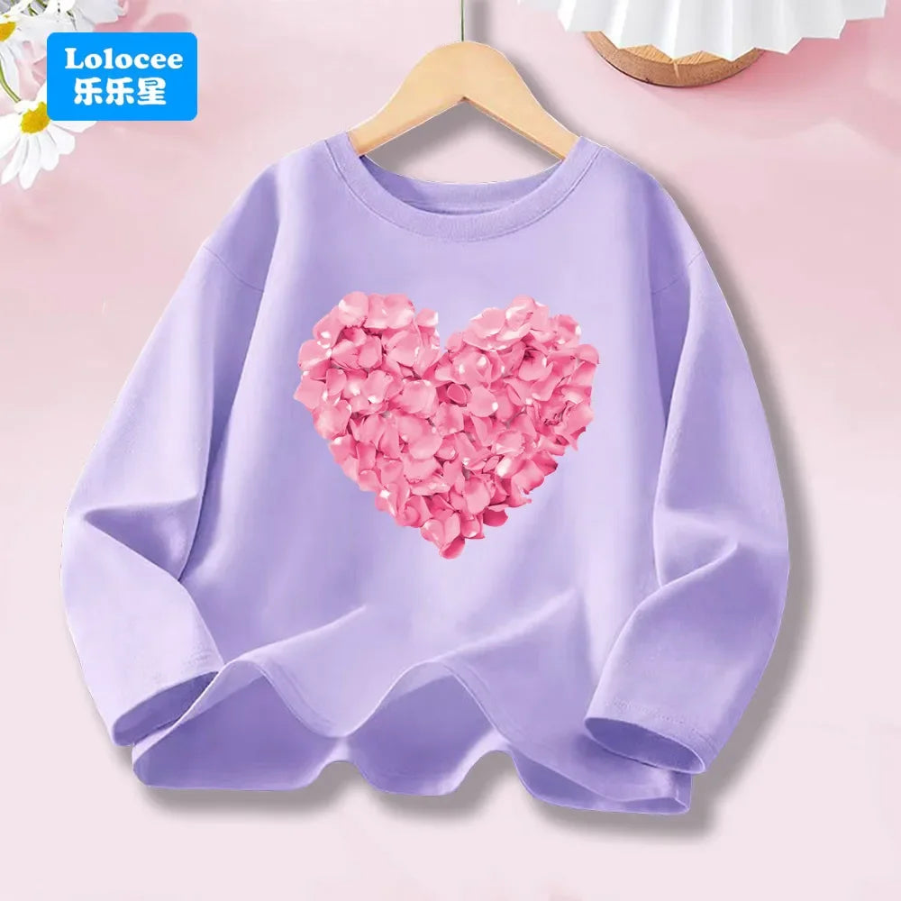 Girls Spring Autumn 8 colors Long Sleeve T-shirt Kids Floral Unicorn Graphic Tops Tee For Kids 3-14years DJSHH1