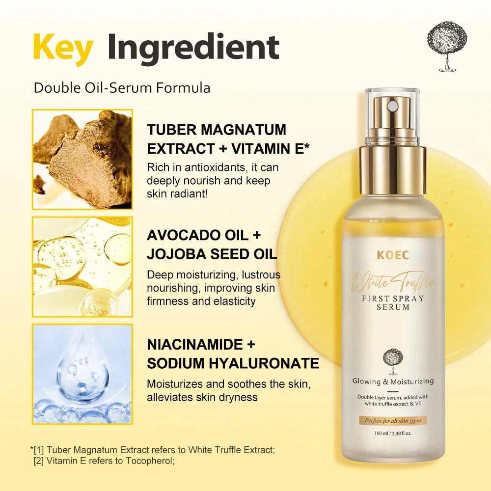 Korean White Truffle Extract First Spray Glowing Facial Serum Vitamin E Antioxidant Face Repair Essence Portable Skincare Makeup