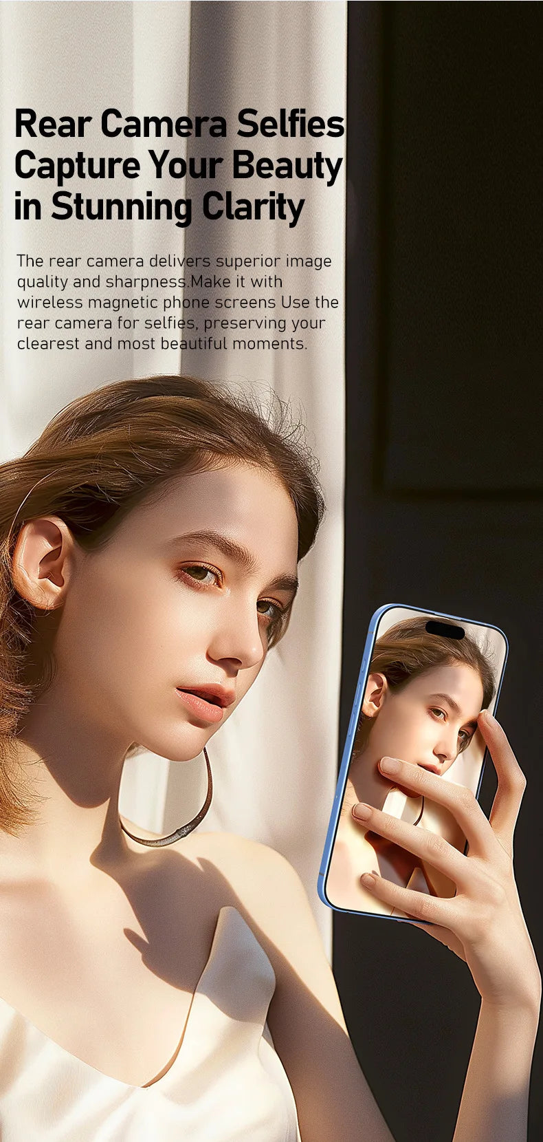 Smartphone Magnetic Monitor Screen Projector Phone Rear Camera Selfie For Vlog Live Stream Video Recording For Android iPhone
