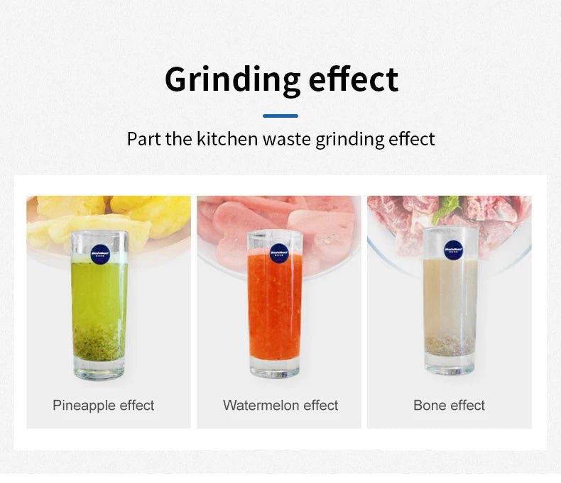 High Effective Kitchen Sink Garbage Disposal Food Waste Crusher Continuous Feed 1 HP Stainless Steel Grinding Chamber OEM ODM
