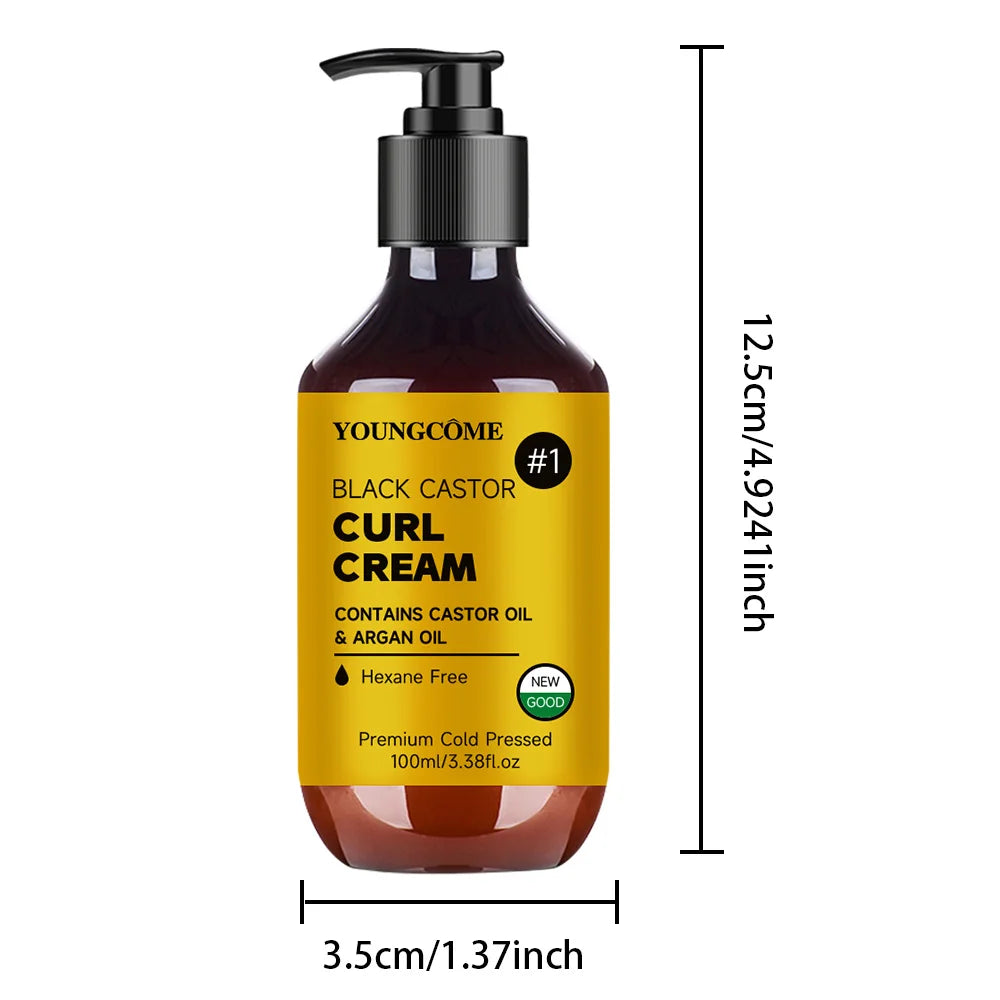 Anti-Frizz Curl Defining Styling Cream - Biotin & Argan Oil Formula, Heat Protection, Enhances Curl Definition, Non-Greasy 1/3PC