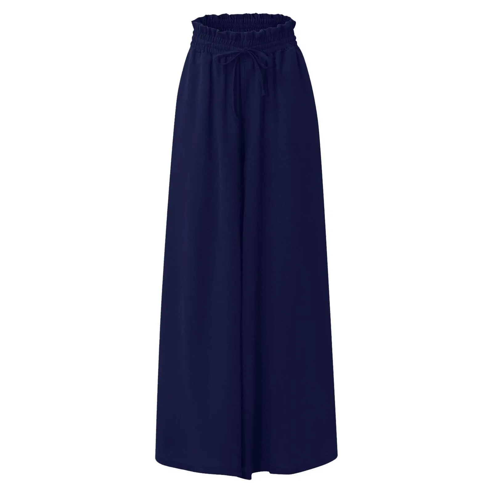 Women Casual Elastic Waist Wide Leg Pants Summer Elegant Drawstring Loose Straight Trouser Elegant Solid Pants Vacation Beach