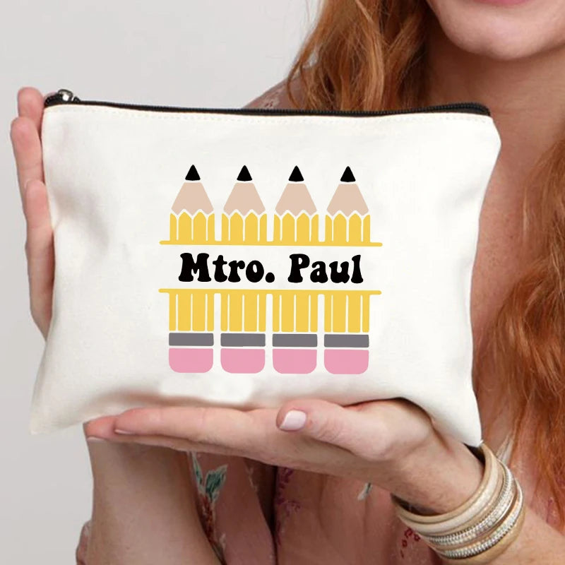 Teacher Name Custom Makeup Bag Best Graduation Gift for Teachers Pencil Case Back To School Gift for Teacher Women Purse