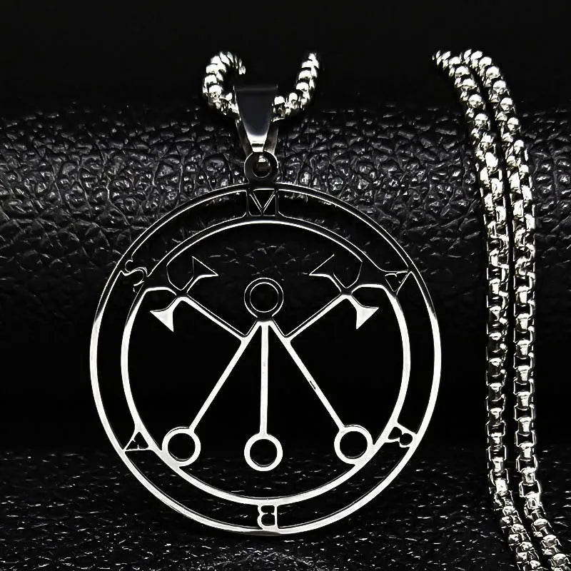 2024 Fashion Sigeal Sigil De Lucifer Stainless Steel Satan Necklace Asmoday Lazer Key Baphomet Stamp Jewelry N7118S03