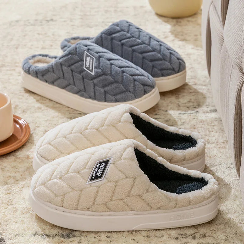 Cotton Slippers for Women in Autumn and Winter, New Indoor Home Soft Bottom, Anti Slip and Warm Plush Cotton Slippers for Women