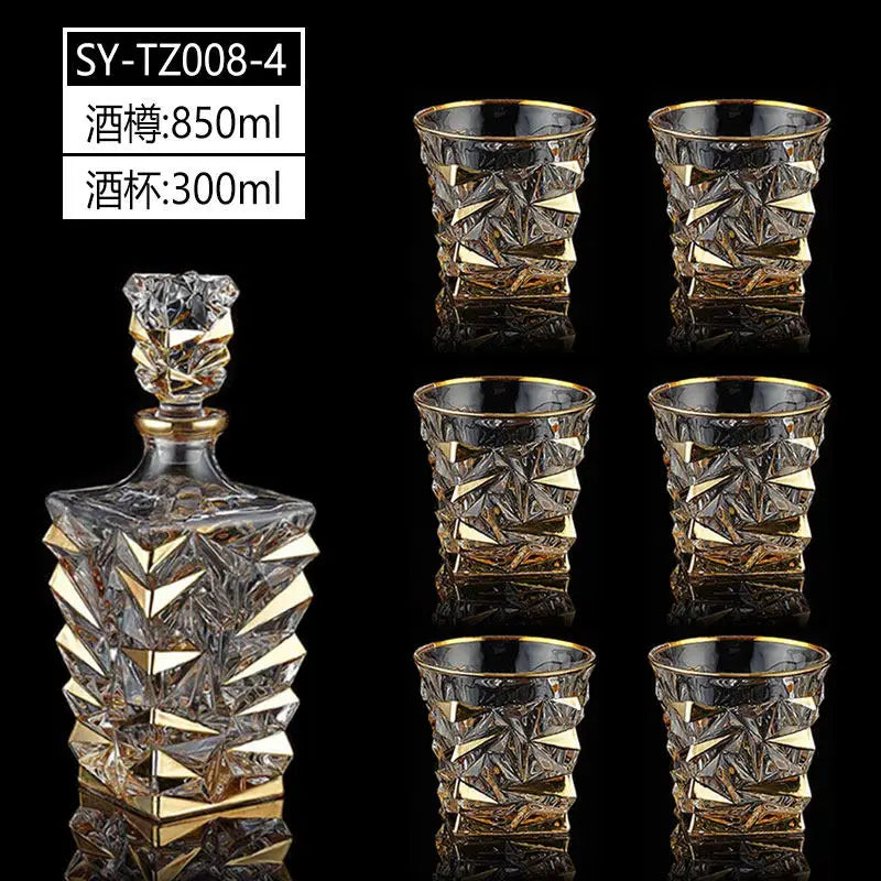 DSA crystal glass wine bottle gold-painted creative household whiskey bottle with lid white red wine decanter
