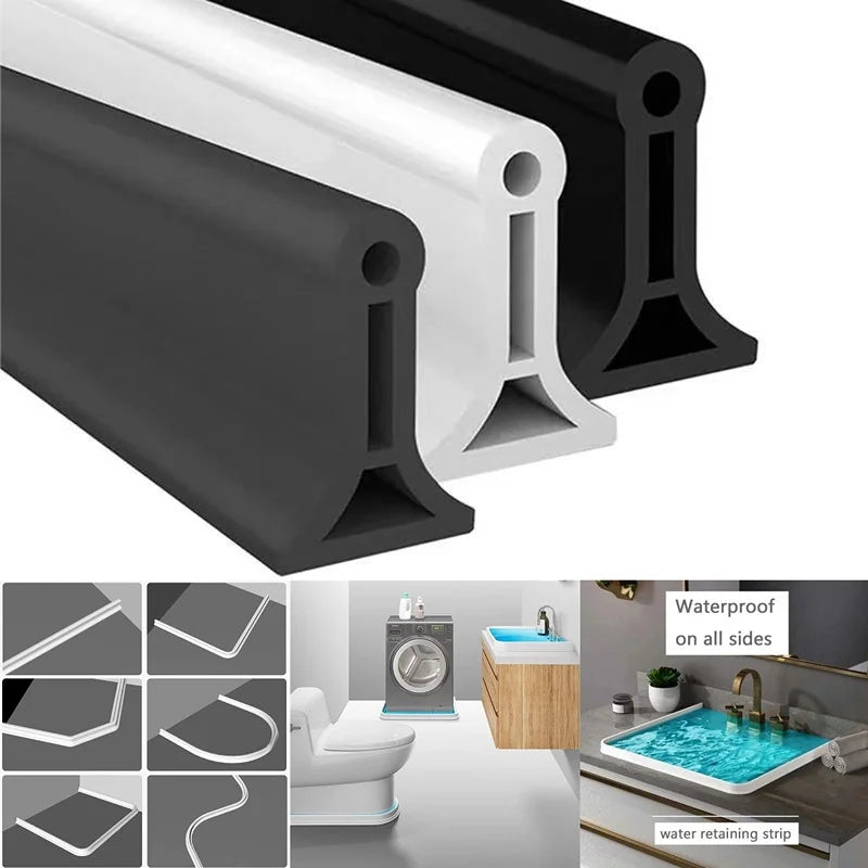 Bathroom Water Stopper Shower Barrier Door Threshold Water Blocking Wash Basin Splashproof Bendable Silicone Sealing Dam Barrier