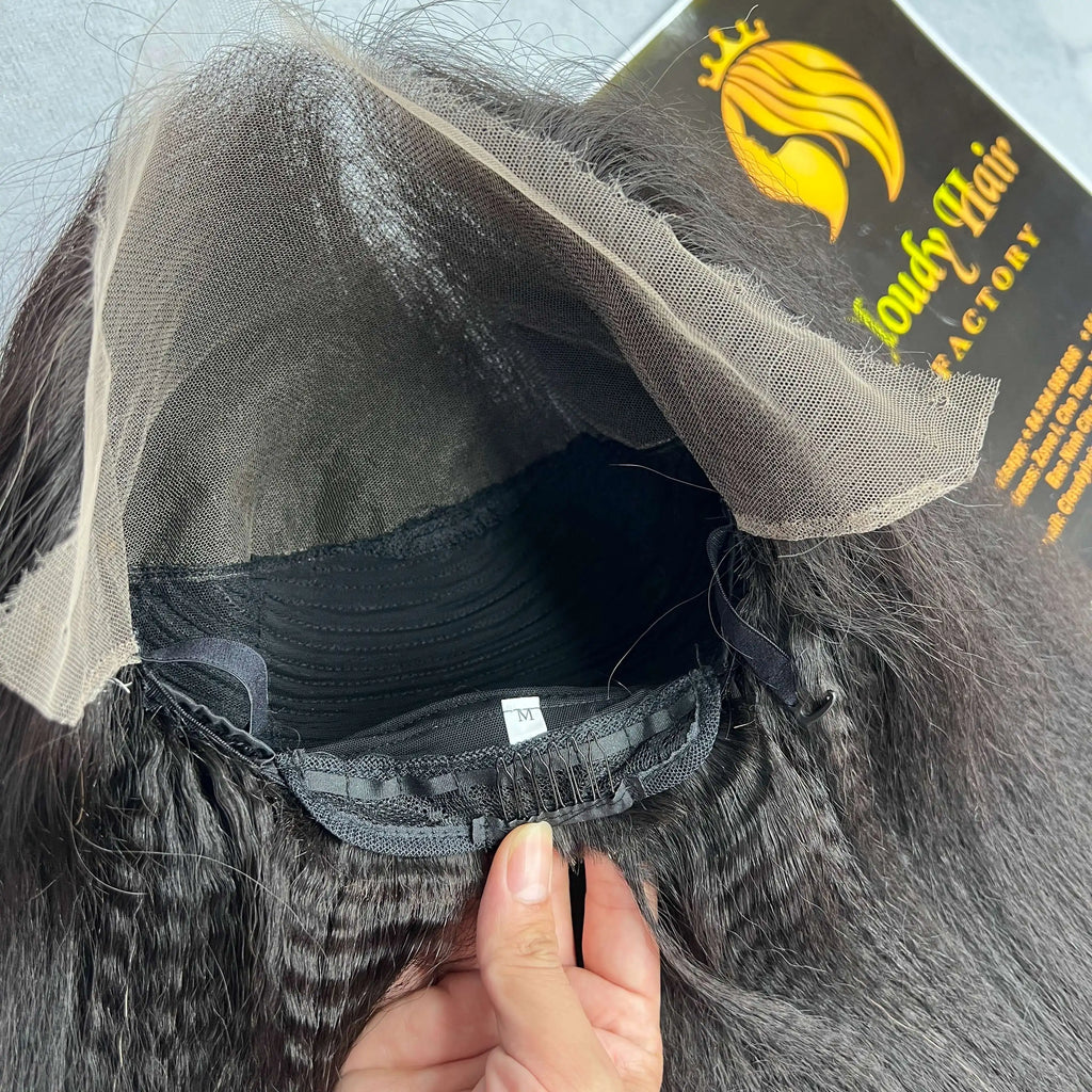 Wig Kinky Straight Wholesale Vietnamese Raw Hair Women 150-180 Density Full for Lace Customizable Colors Transparent Long