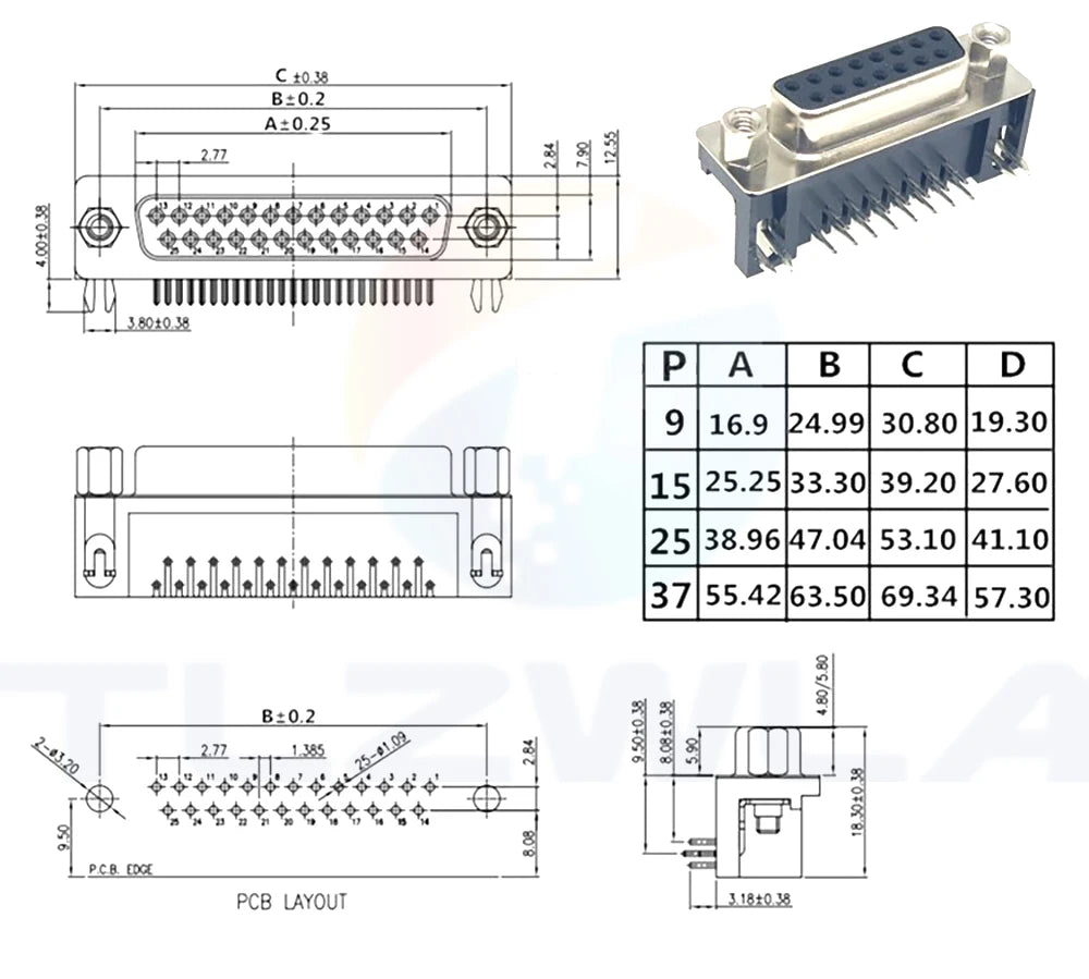 10Pcs Sample Black Male/Female DB15 DR15 D-Sub Right Angle Double Row Pins PCB Mount VGA Port Connector Socket With Screw Nuts