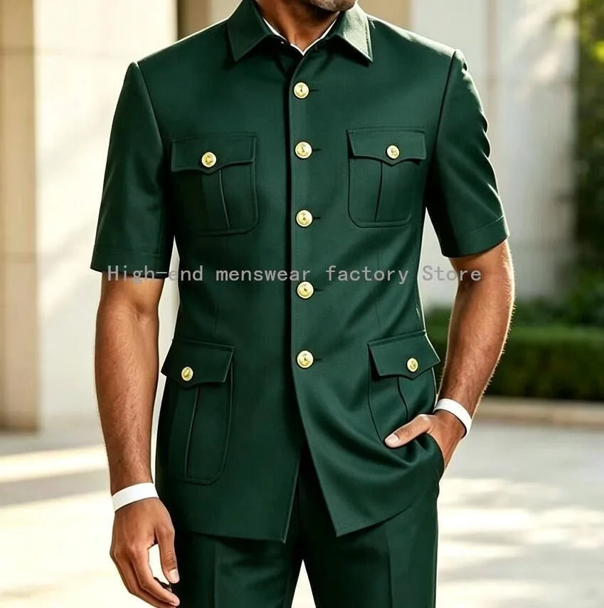 New Designal Brown Suits for Men Slim Fit Elegant Wedding Party Tuxedo Formal Business Casual Male Suit 2 Piece Set Jacket Pants