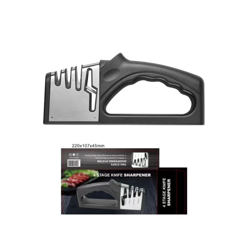 Kitchen Knife Sharpener 4 Segment Multifunctional Sharpening Tool Non-slip Portable Knife Sharpening Kitchen Gadgets Accessories
